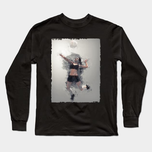 Volleyball digital art Long Sleeve T-Shirt by Blind Man Studio